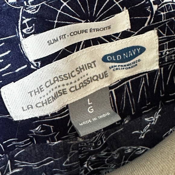 Old Navy Blue Patterned Men's Shirt, Large, EUC - Picture 6 of 7